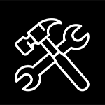 A hammer and wrench, indicating that parts of the website are still in development