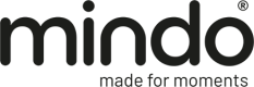Mindo's company logo, with a transparent background and the by-line of "made for moments".